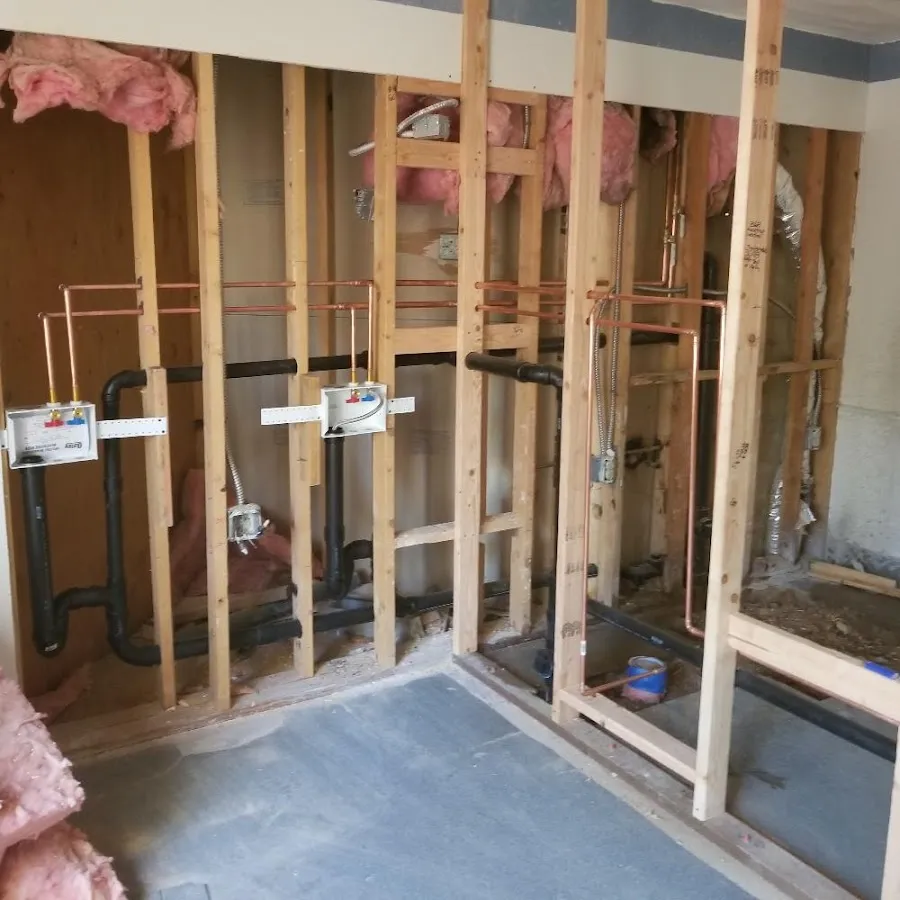 Copper pipe rough-in and plumbing installation in Southbury